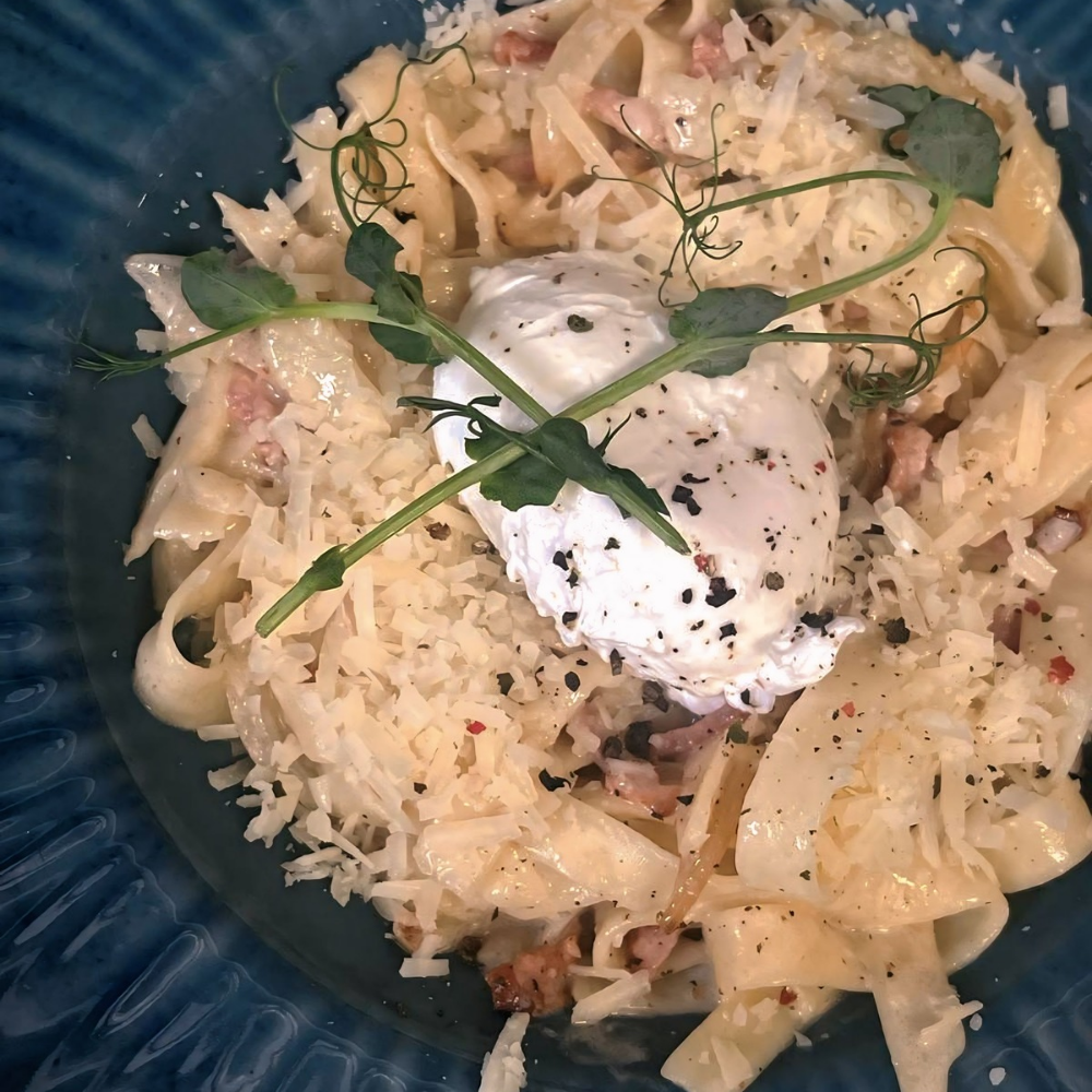 Паста Карбонара з яйцем пашот