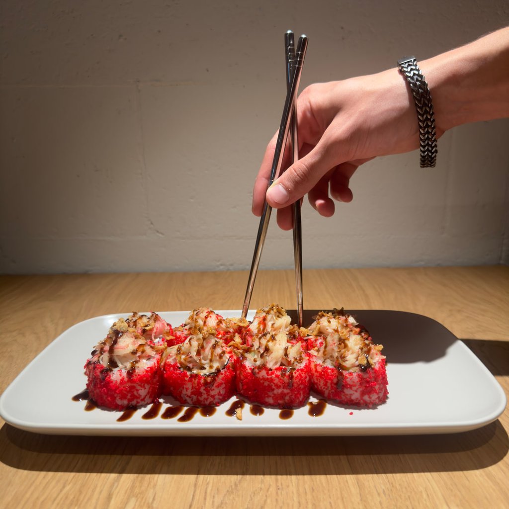 Теплий рол з креветкою темпура та крабом 375г