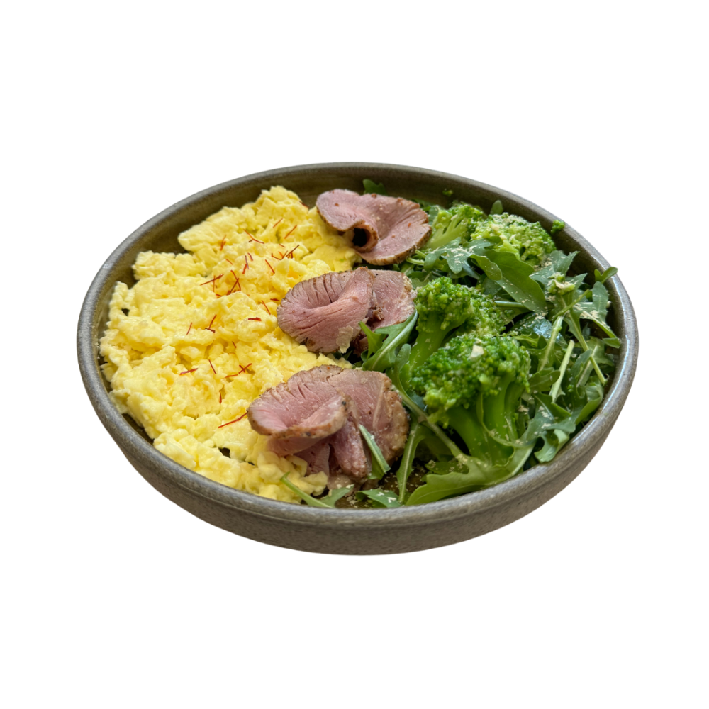 Скрембл з яловичиною та броколі