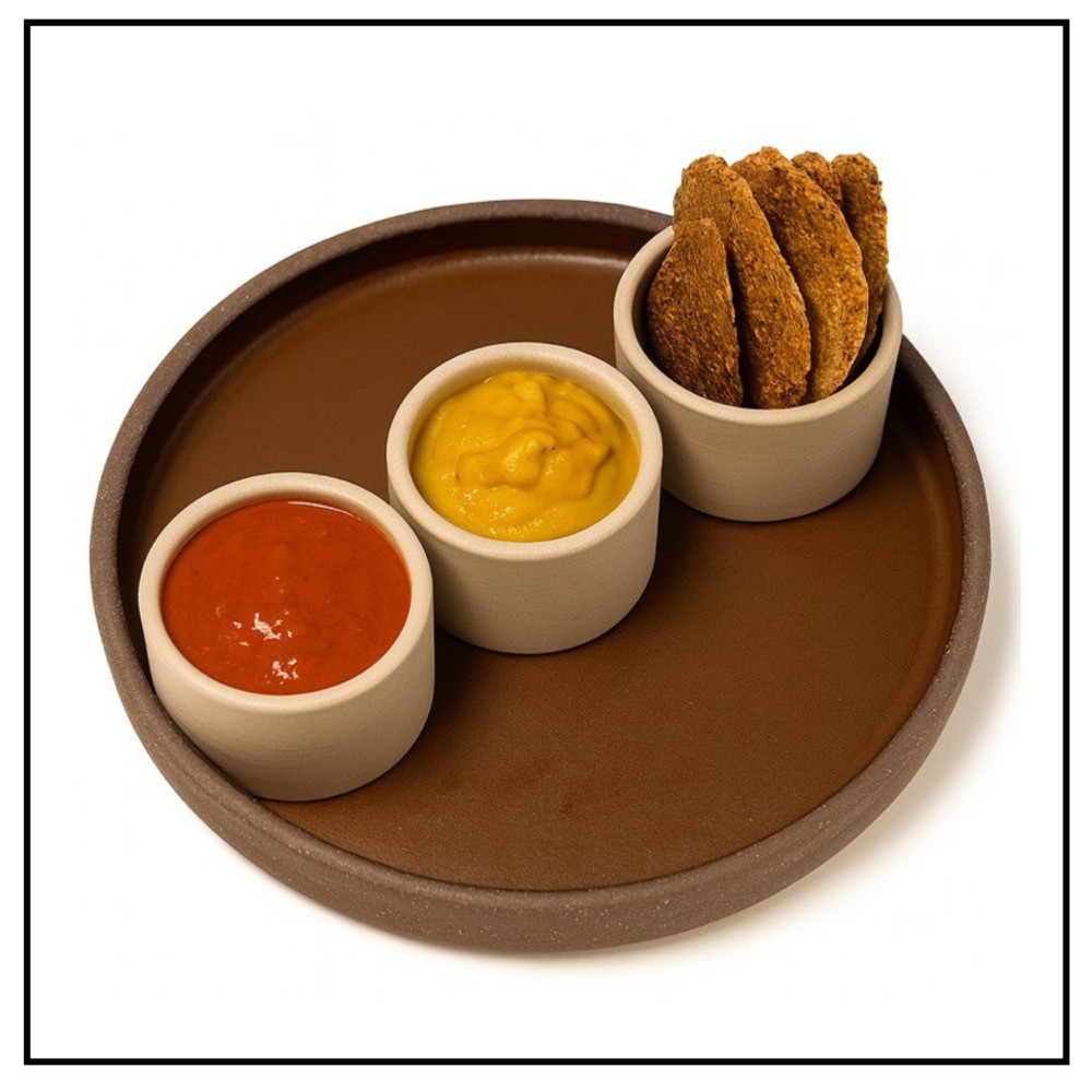 Асорті овочевої ікри з лляними чіпсами 