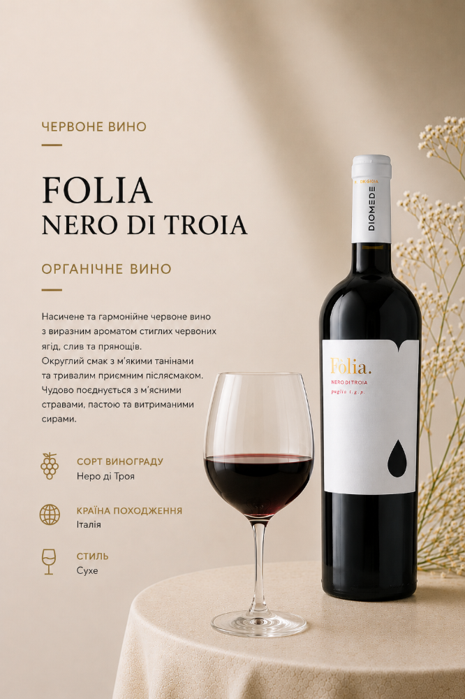 Вино червоне столове FOLIA NERO DI TROIA