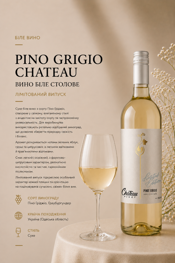 Вино біле столове PINO GRIGIO CHATEAU 