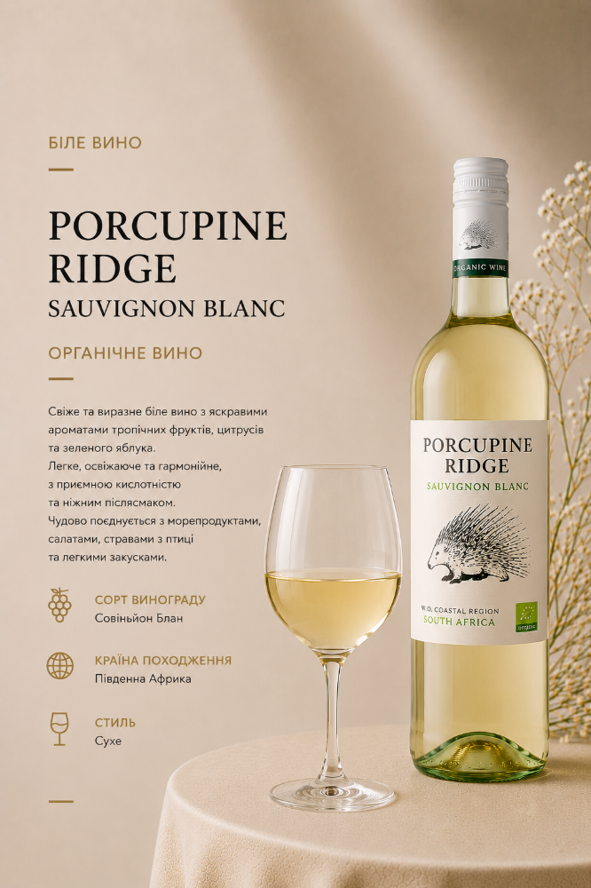 Вино біле столове PORCUPINE RIDGE SAUVIGNON BLANC