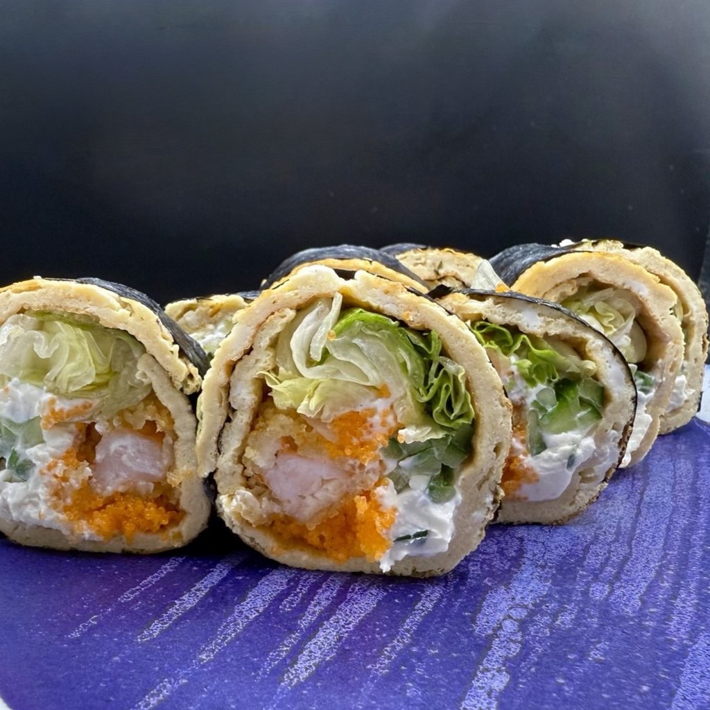 Рол без рису з японським омлетом та креветкою Панко