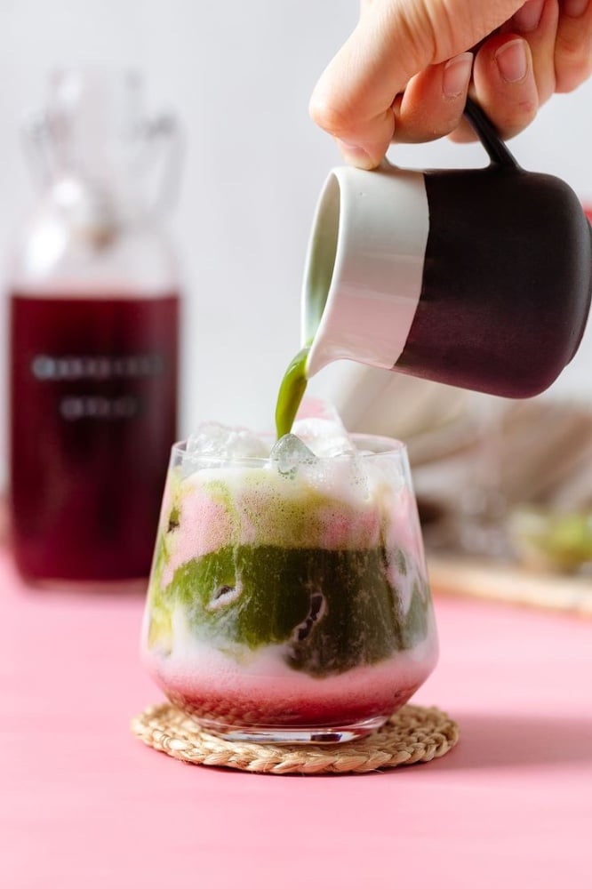 Iced Cherry Matcha Latte