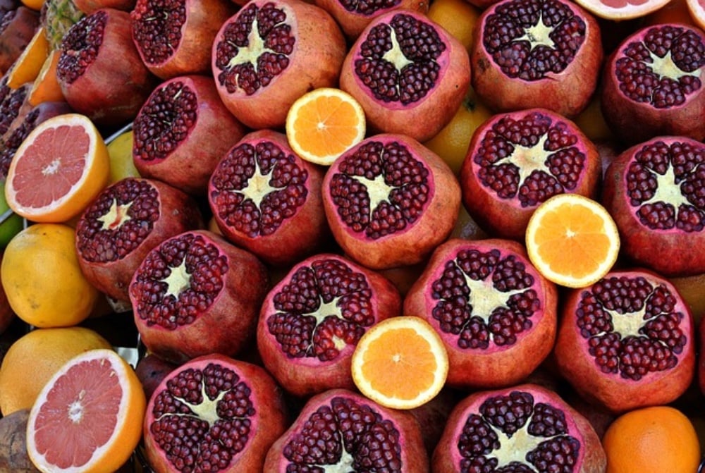 fresh mix pomegranate with orange