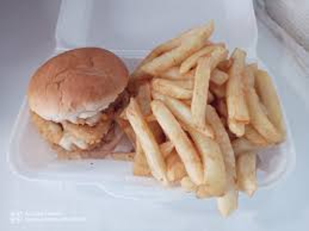 Calamari Burger & Chips 400g