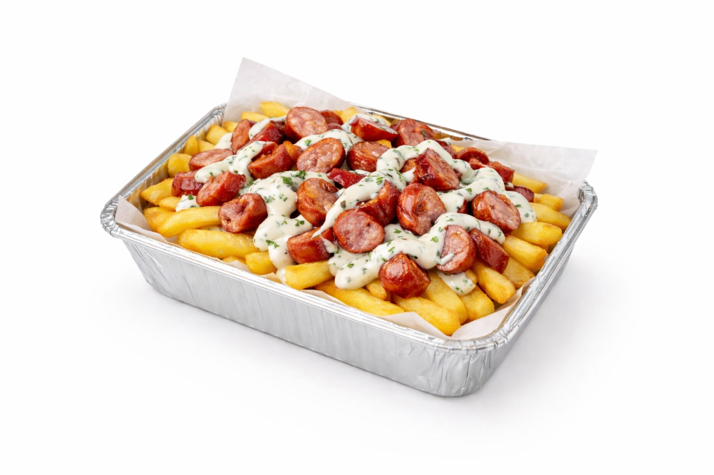 ЇDON BOX - Картопля фрі з мисливськими ковбасками. (200 грамів)