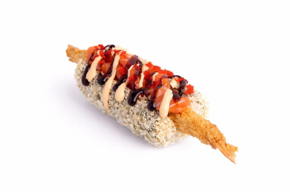 ЇDON BOX - Хот дог з лососем та креветками в панко. (220 грамів)