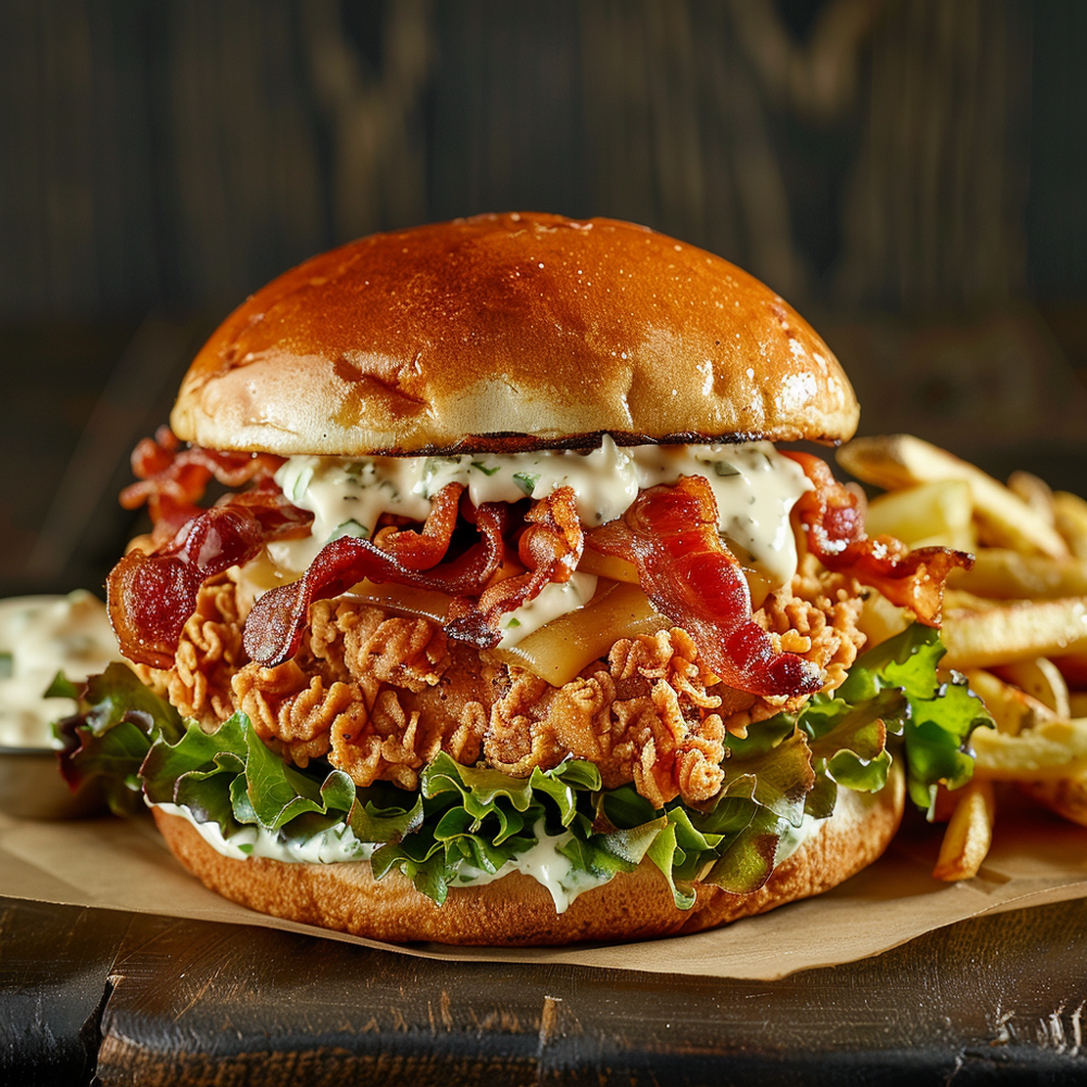 Crispy Chicken Bacon Ranch Burger