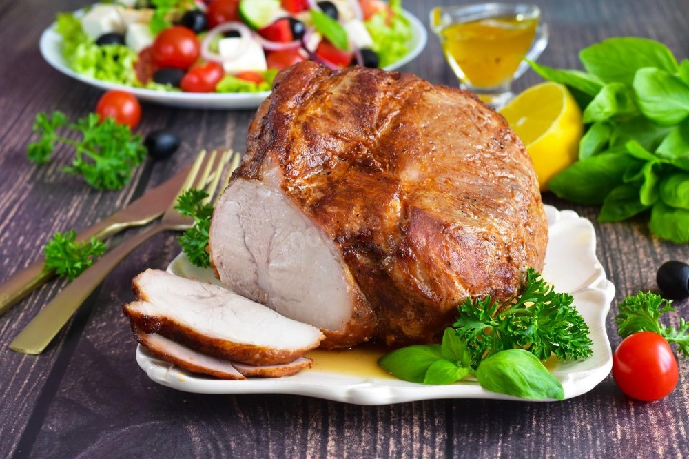 Свинна шия запечена з ківі