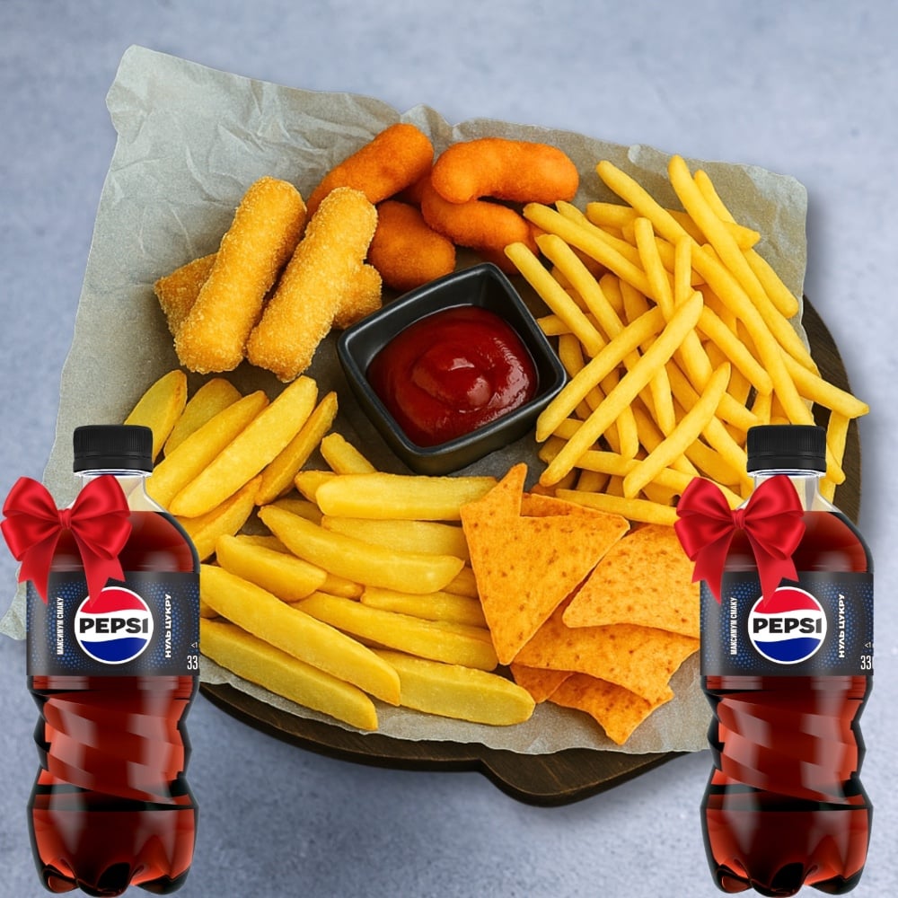 Комбо 2: Плато Фрі + 2 шт Pepsi 0,33 Max