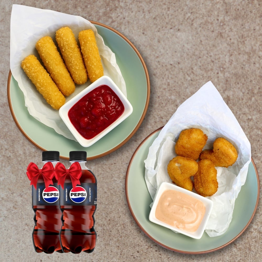 Комбо 3: Сирні палички і курячі нагетси 4 шт з кетчунезом + 2 шт Pepsi 0,33 Max