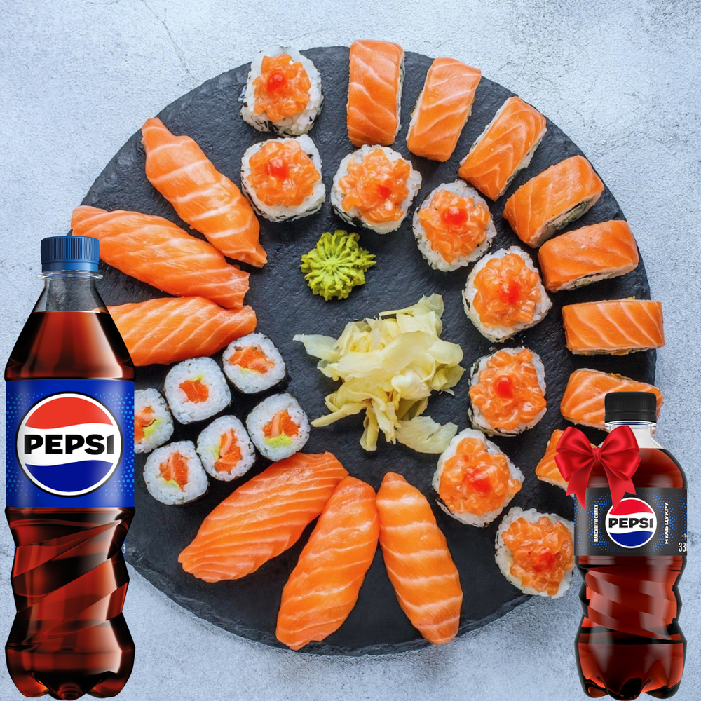 Комбо: Cет Salmon party (1000г) + PEPSI 0,5 та 0,33