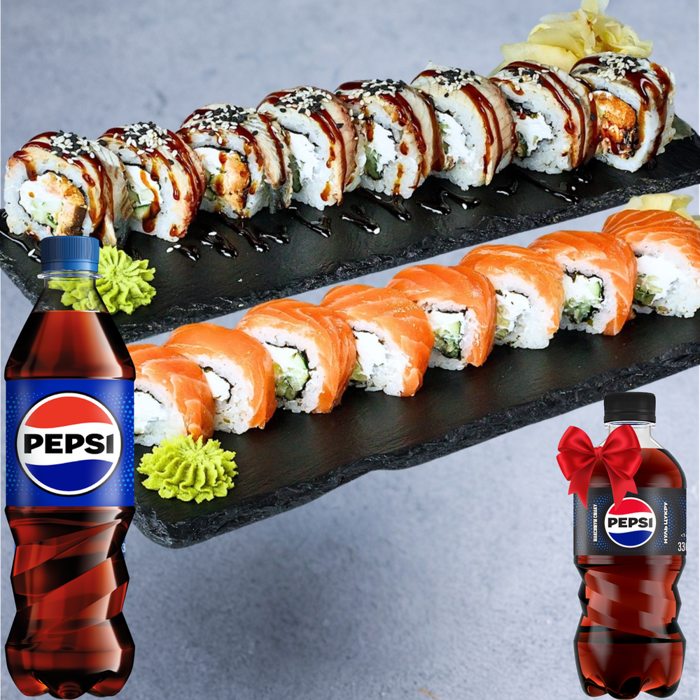 Комбо: Золотий дракон і Філадельфія класична (560г) + PEPSI 0,5 та 0,33