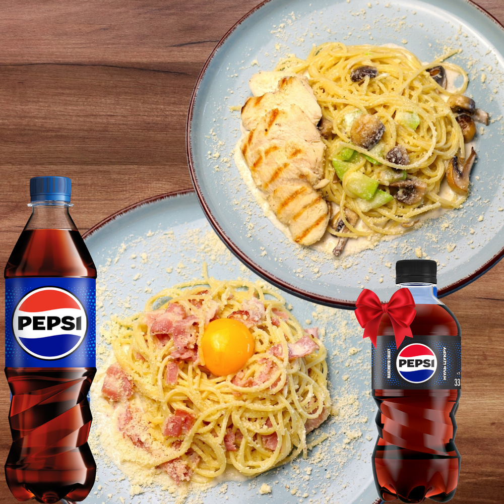 Комбо Pasta: Карбонара і Паста з курячою грудкою у вершк. соусі + PEPSI 0,5 та 0,33