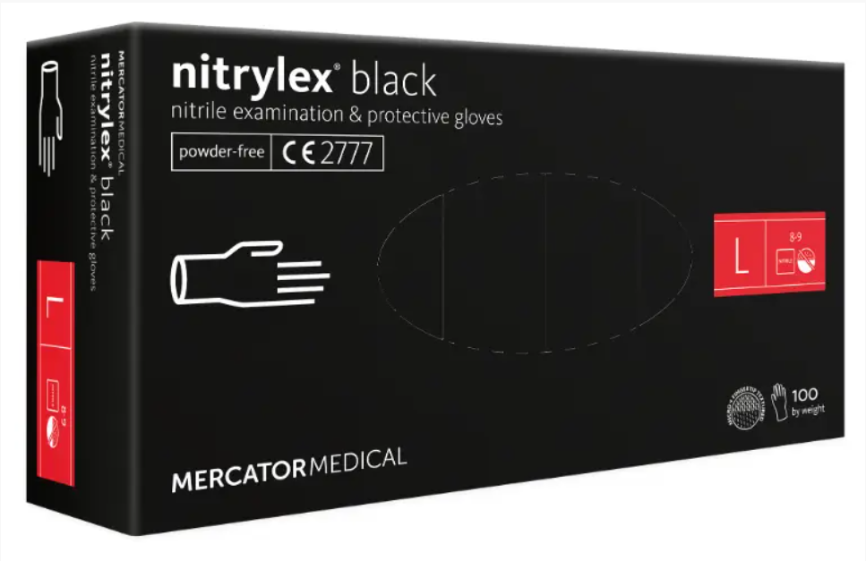 ЧОРНІ НІТРИЛОВІ РУКАВИЧКИ NITRYLEX® PF BLACK L, 100 шт.