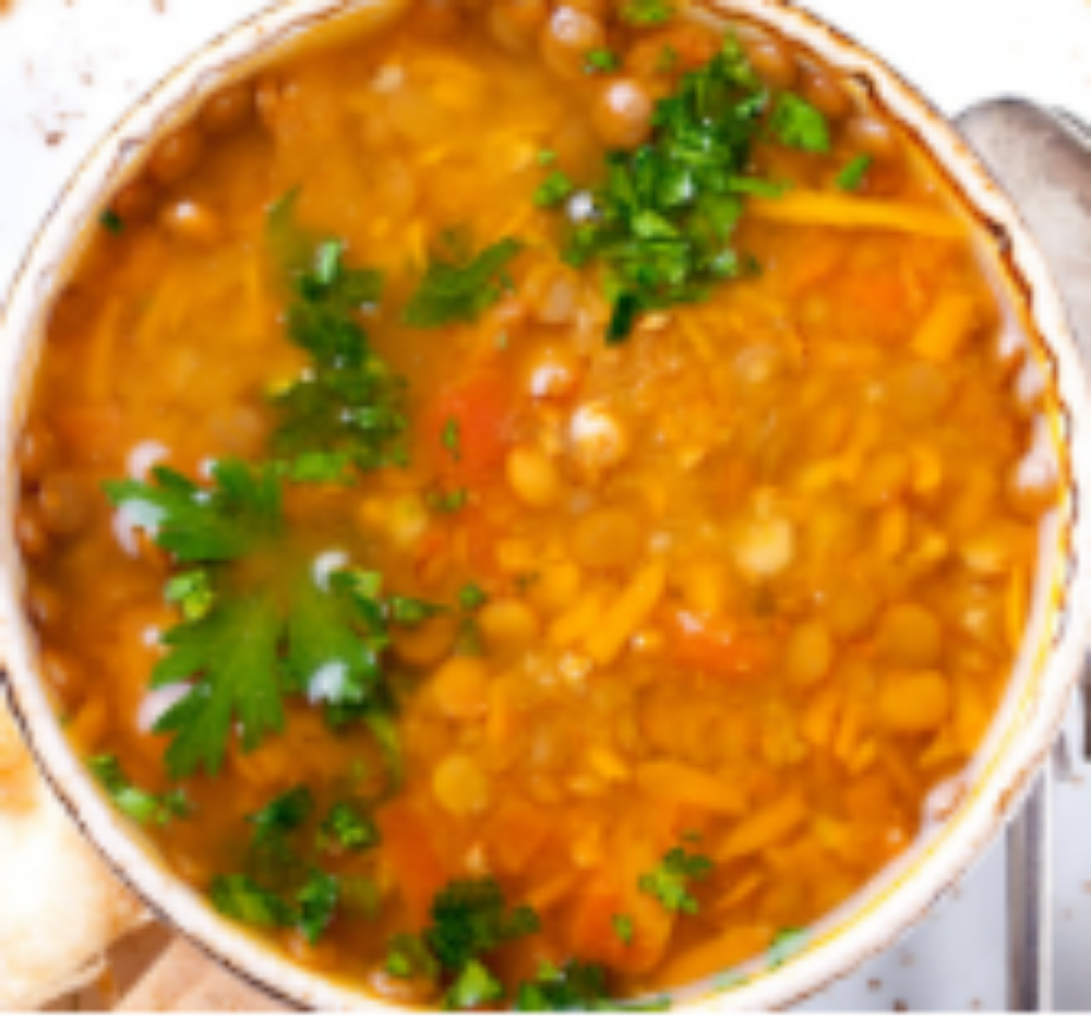 Суп-пюре сочевичний з сухариками