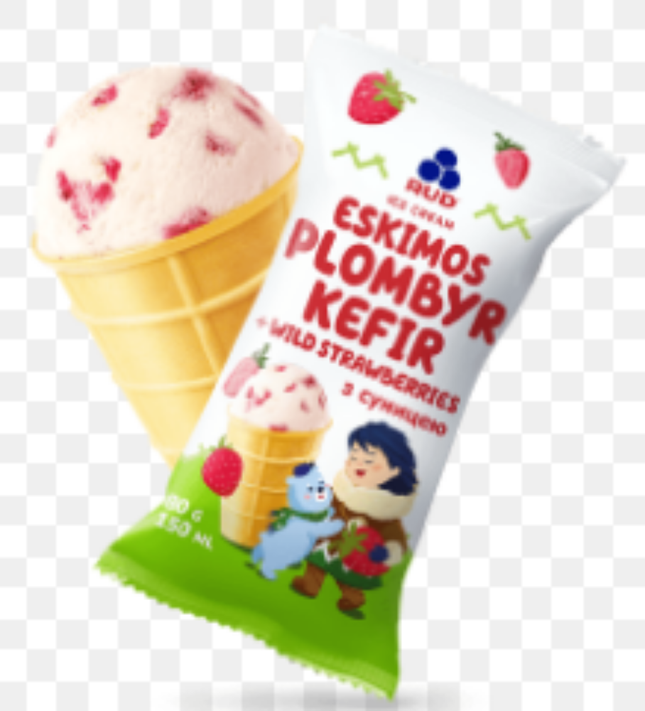 Морозиво "Ескімос" Пломбір-кефір з суницею
