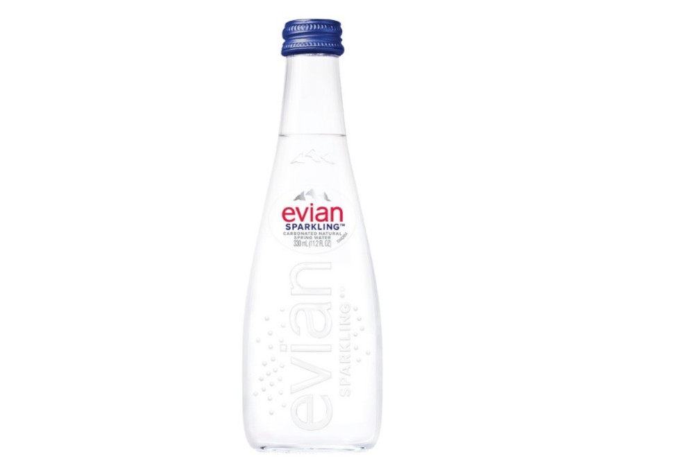 Evian sparkling mineral 330ml glass