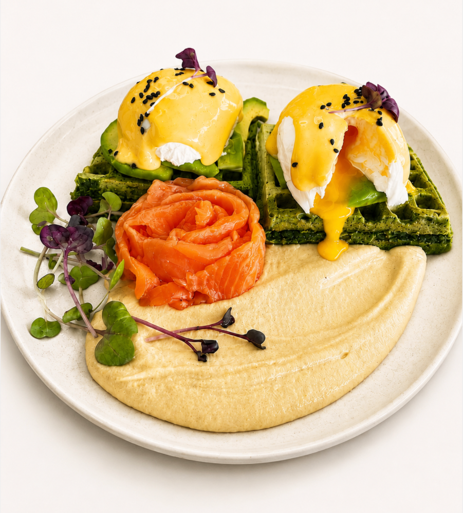 Salmon Benedict Waffles