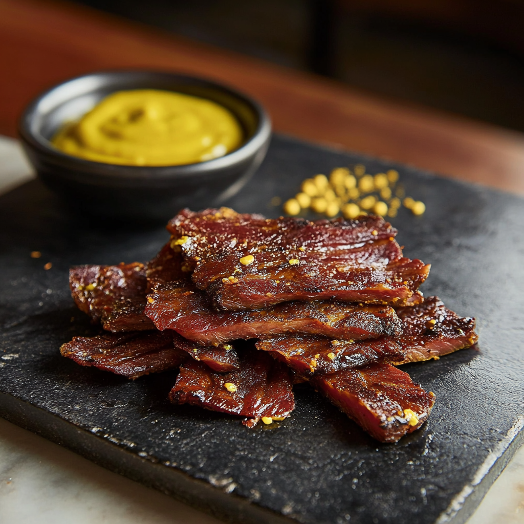 Jerky pork mustard