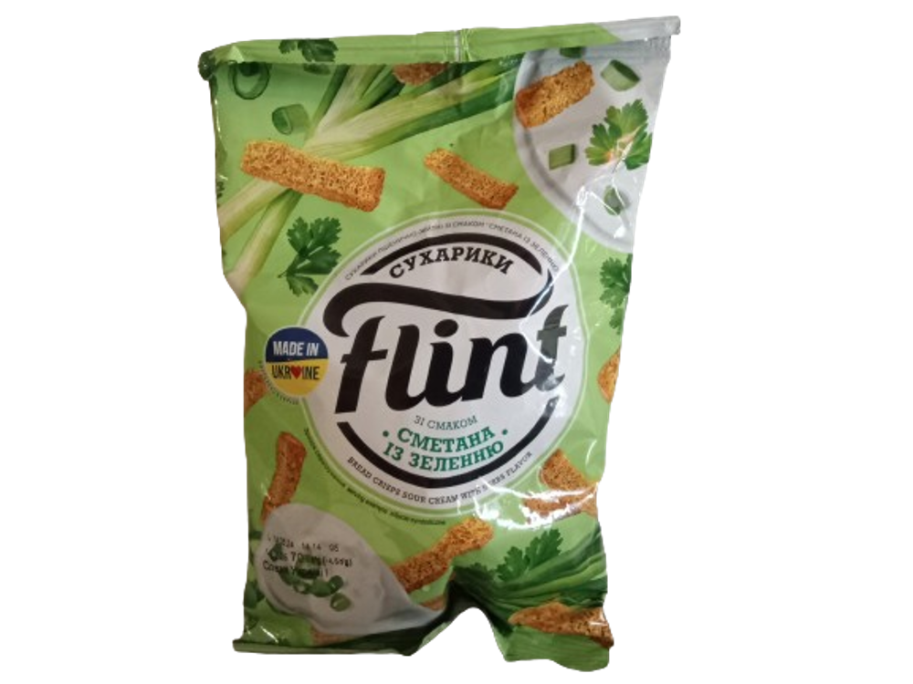 Сухарики "Flint" сметана зелень 70г
