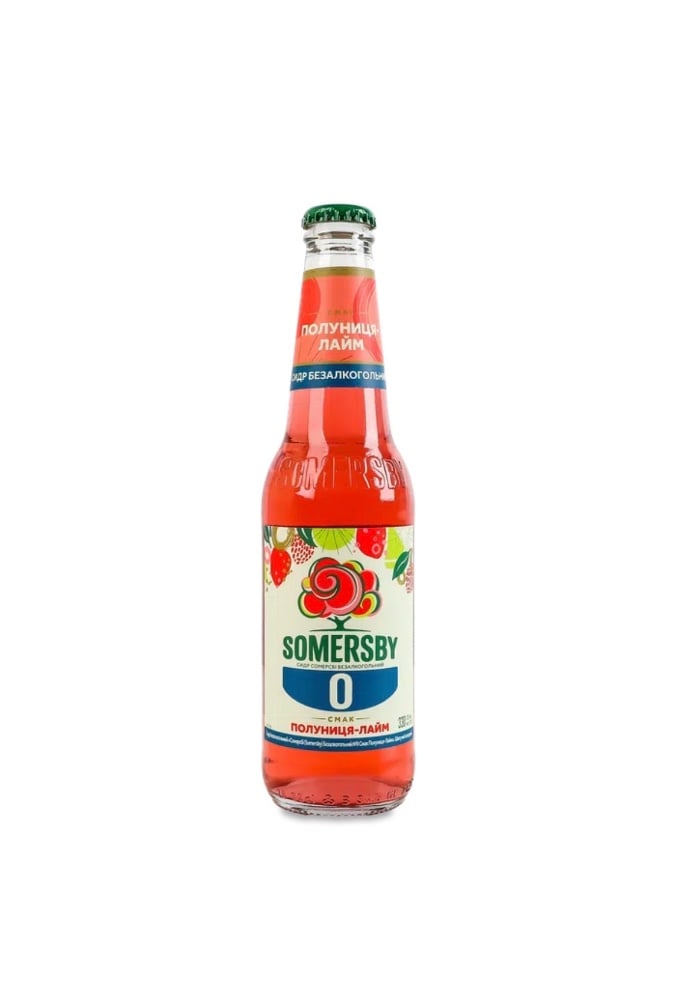 Сидр Somersby Полуниця-лайм безалкогольный 0% 0.33л