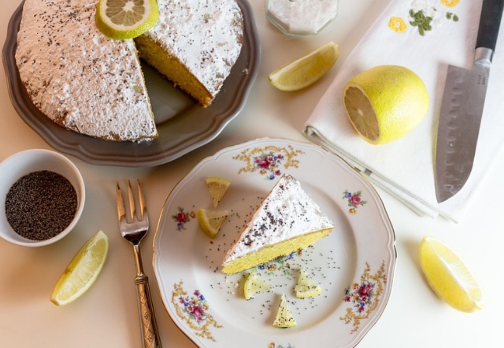 Slice of a lemon cake
