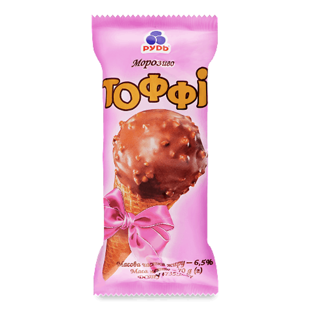 морозиво ріжок тоффі 70гр Рудь