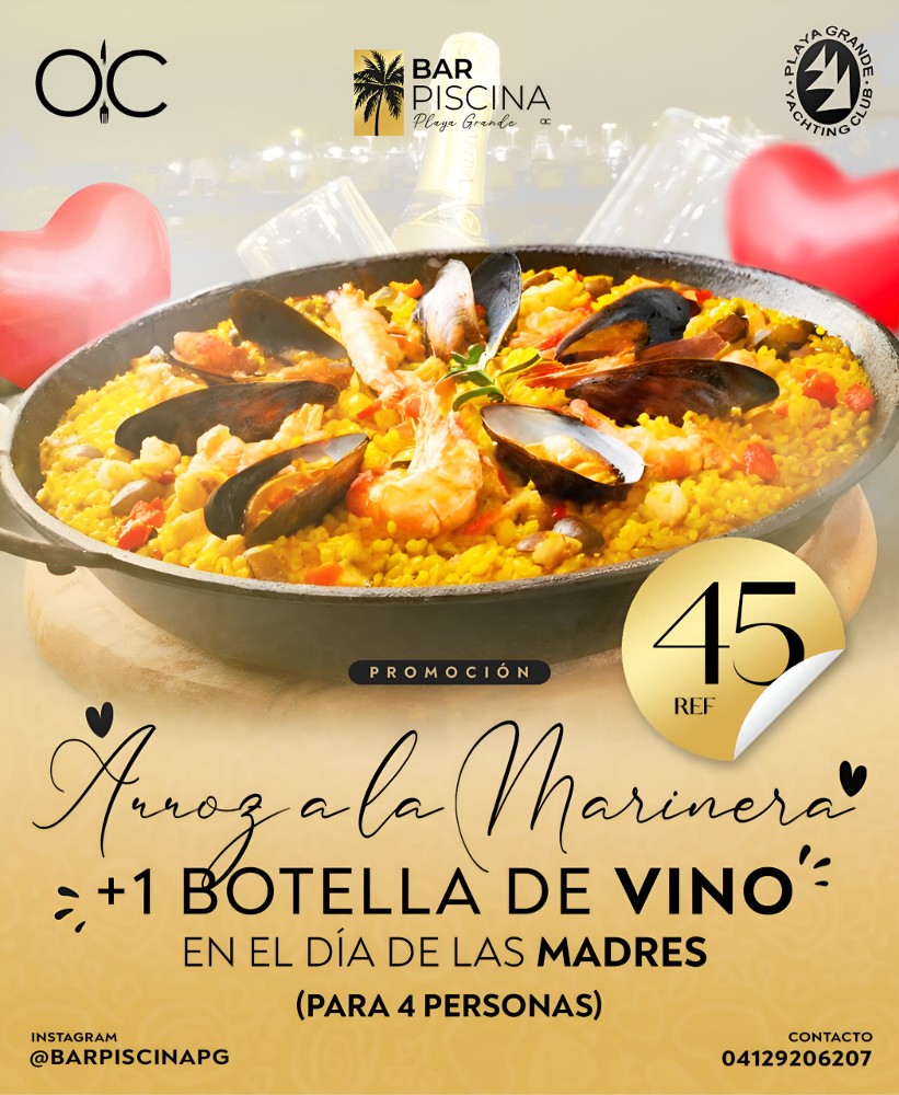 PROMO DEL DIA  DE LAS MADRES ARROZ MARINERA X4 + UNA BOTELLA DE VINO