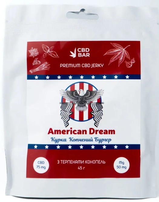 КБД джерки "American dream" курячі 75мг CBD, 50мг Mg