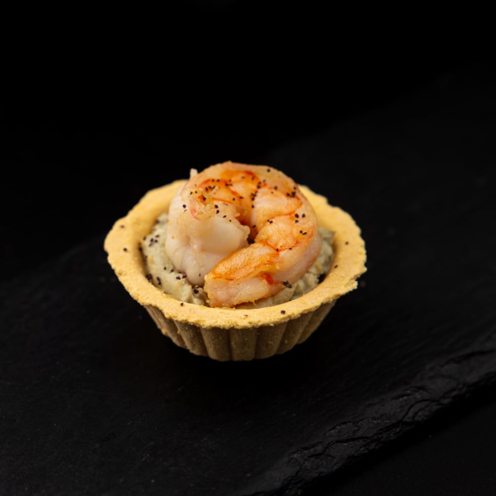Тарталетка з креветкою та мусом з авокадо та крем-сиром 25г