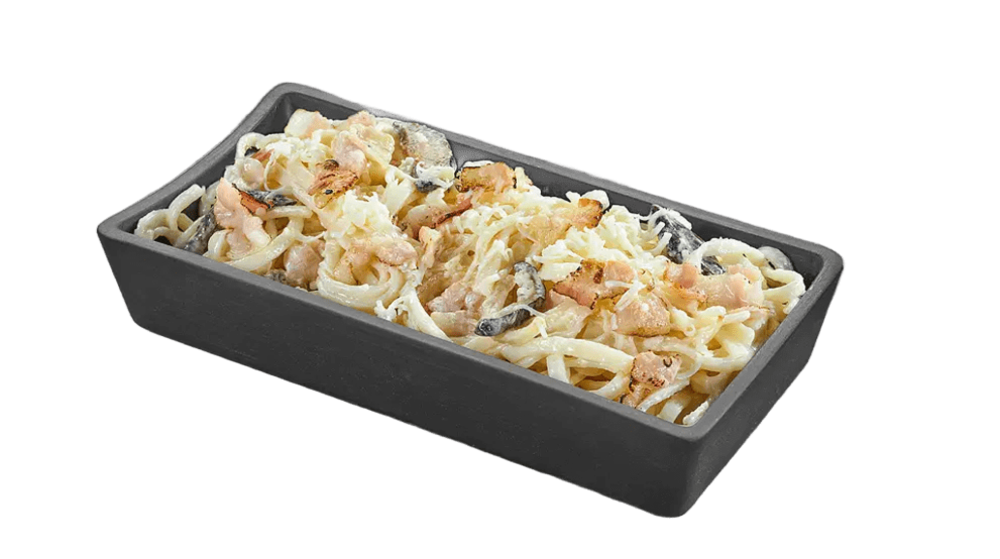 Удон с беконом и грибами