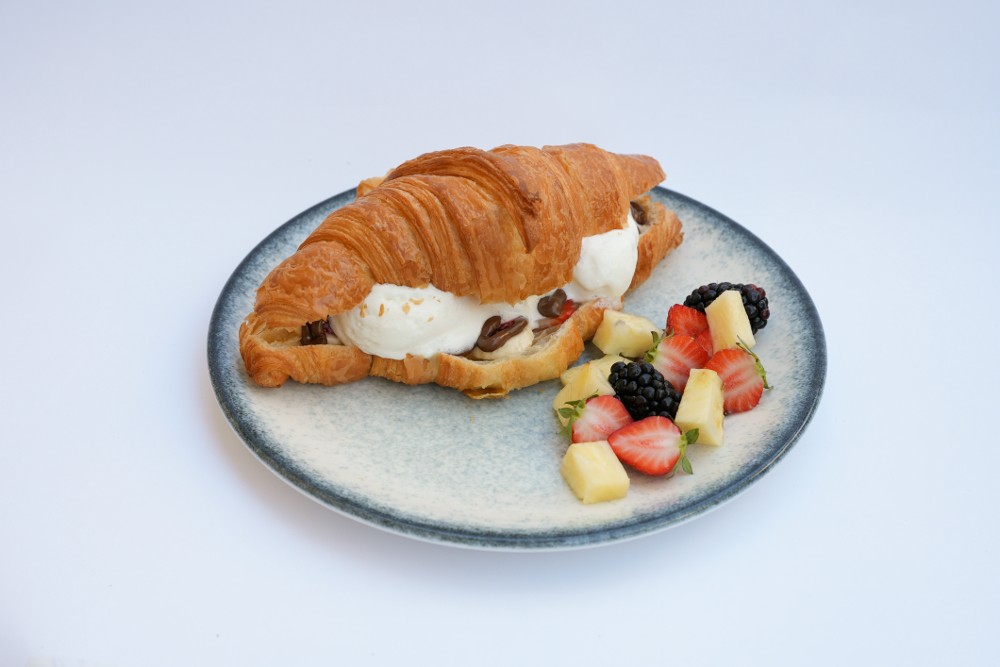 Croissant with ice cream