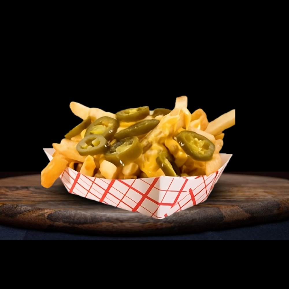 ფრი ყველის სოუსით და ჰალაპენიუთი/French fries with cheese sauce and Jalapeno