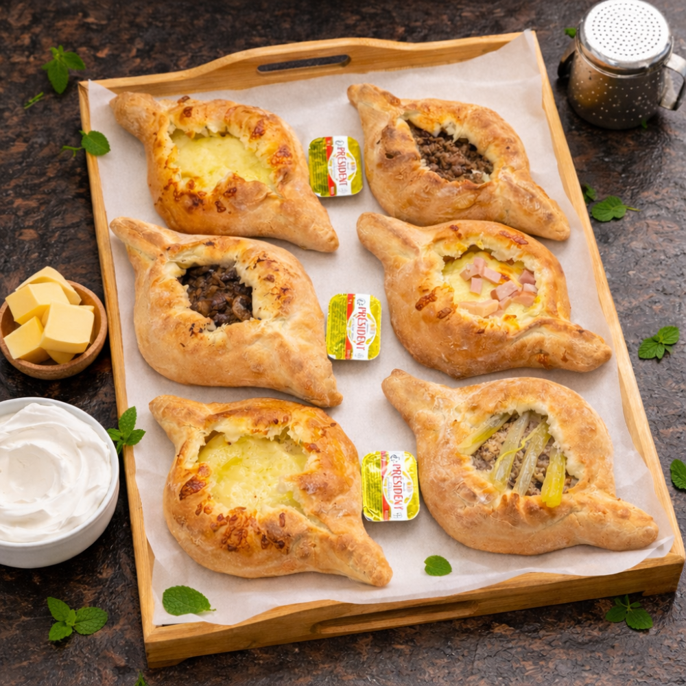 აჭარული ხაჭაპურის დაფა/Adjarian khachapuri assortment 