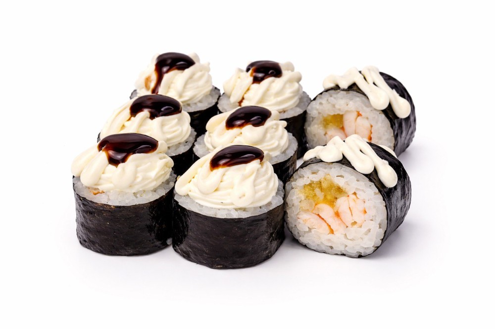 Рол з креветкою,грушею та соусом Дор-Блю