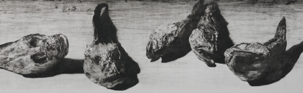 Бички. 2015. Офорт, відкрите травлення, авторська техніка, 50×148 см