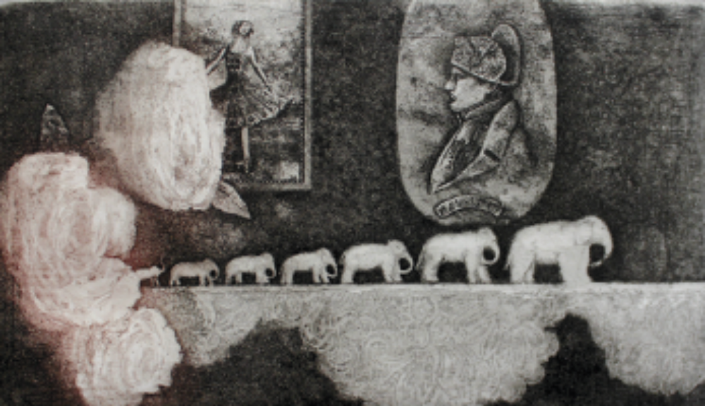 На щастя. 2008. Акватинта, травлений штрих, 8×14 см