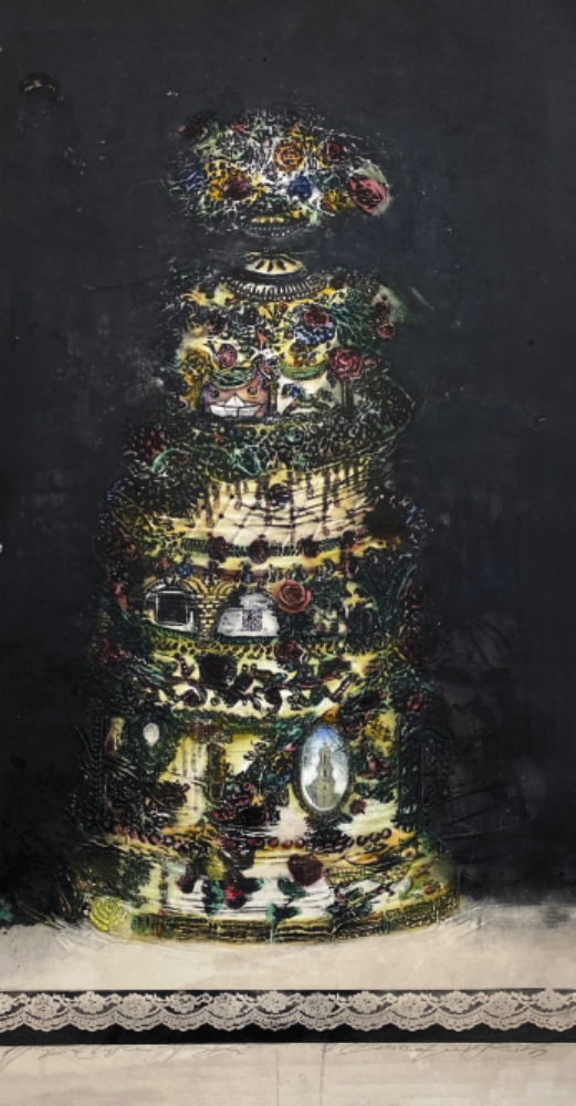 Київський тортик. 2018. Офорт, травлений штрих, 95×50 см