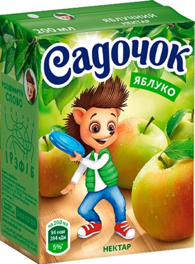 Сік Садочок з трубочкою