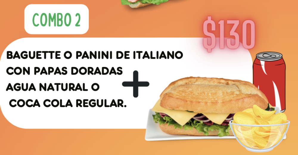 COMBO 3 SALADO BAGUETTE O PANINI ITALIANO
