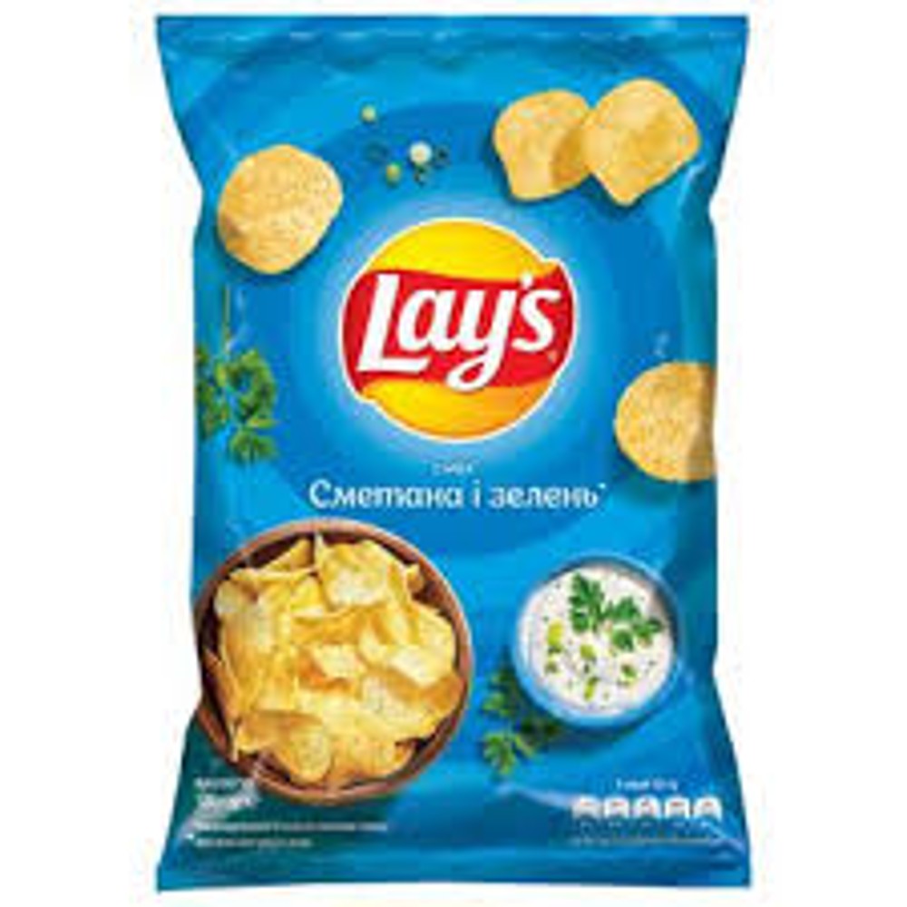 Чіпси картопляні Lay's зі смаком сметани і зелені 140 г