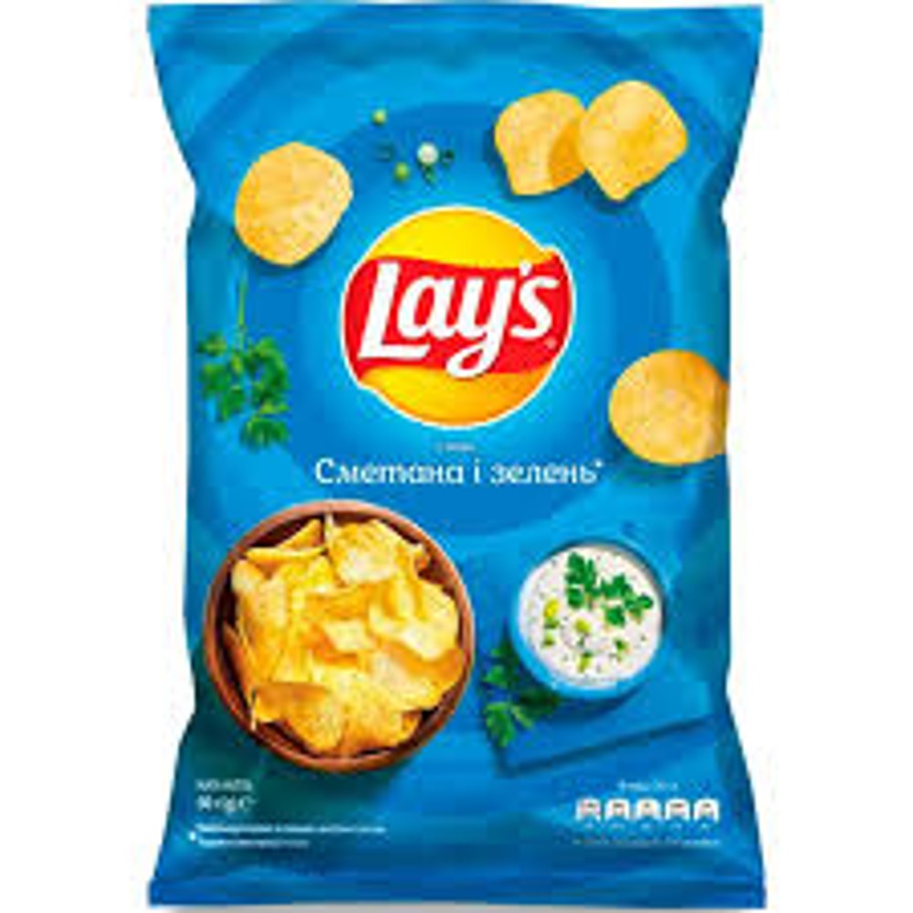Чіпси картопляні зі смаком сметани та зелені Lay's 60г