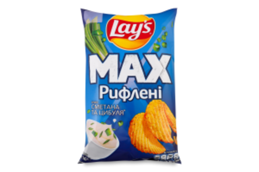 Чипси картопляні Сметана та цибуля Рифлені Max Lay's м/у 95г