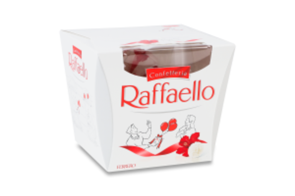 Цукерки в кокосовій стружці з цілим мигдальним горіхом Raffaello к/у 150г