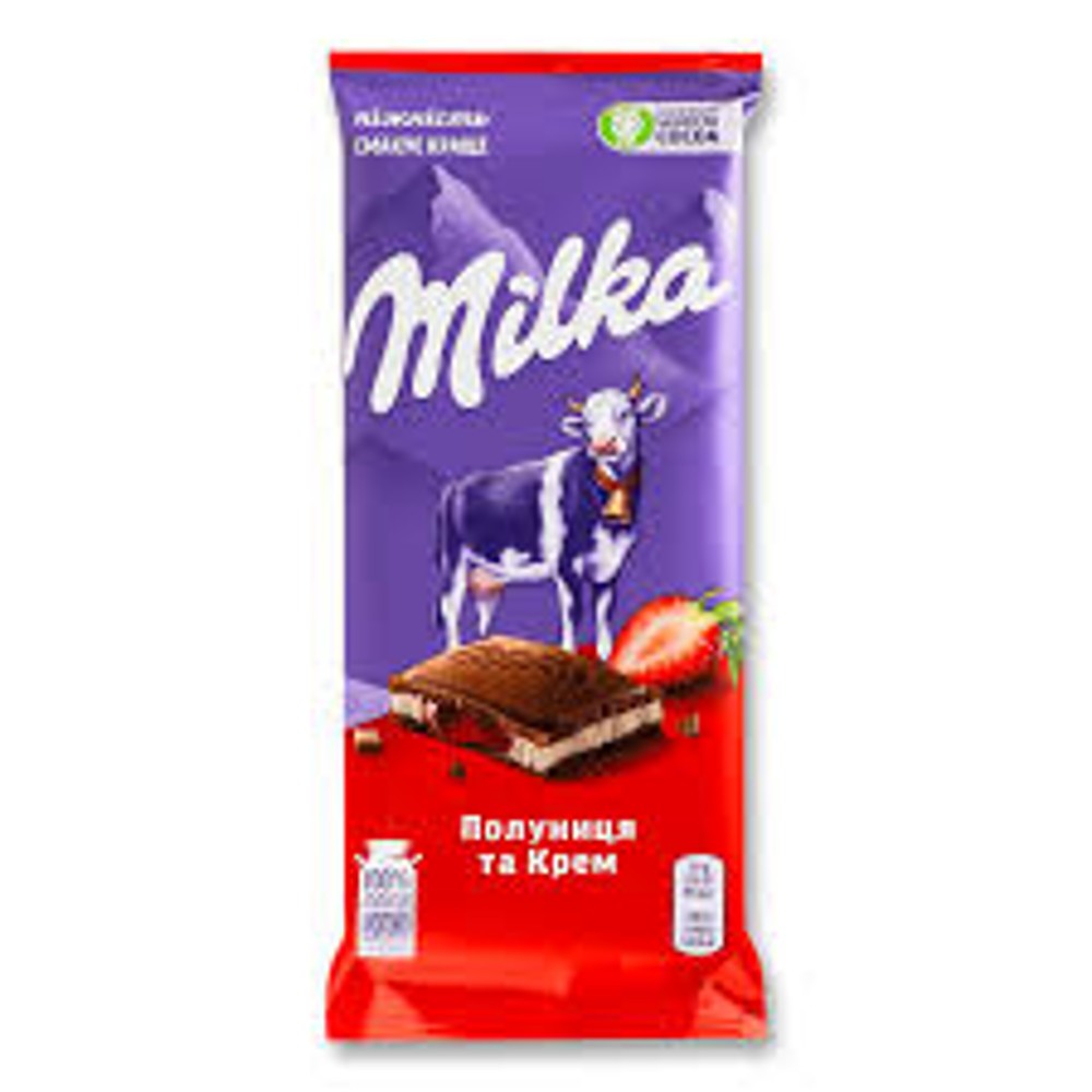 Шоколад Milka полуниця та крем