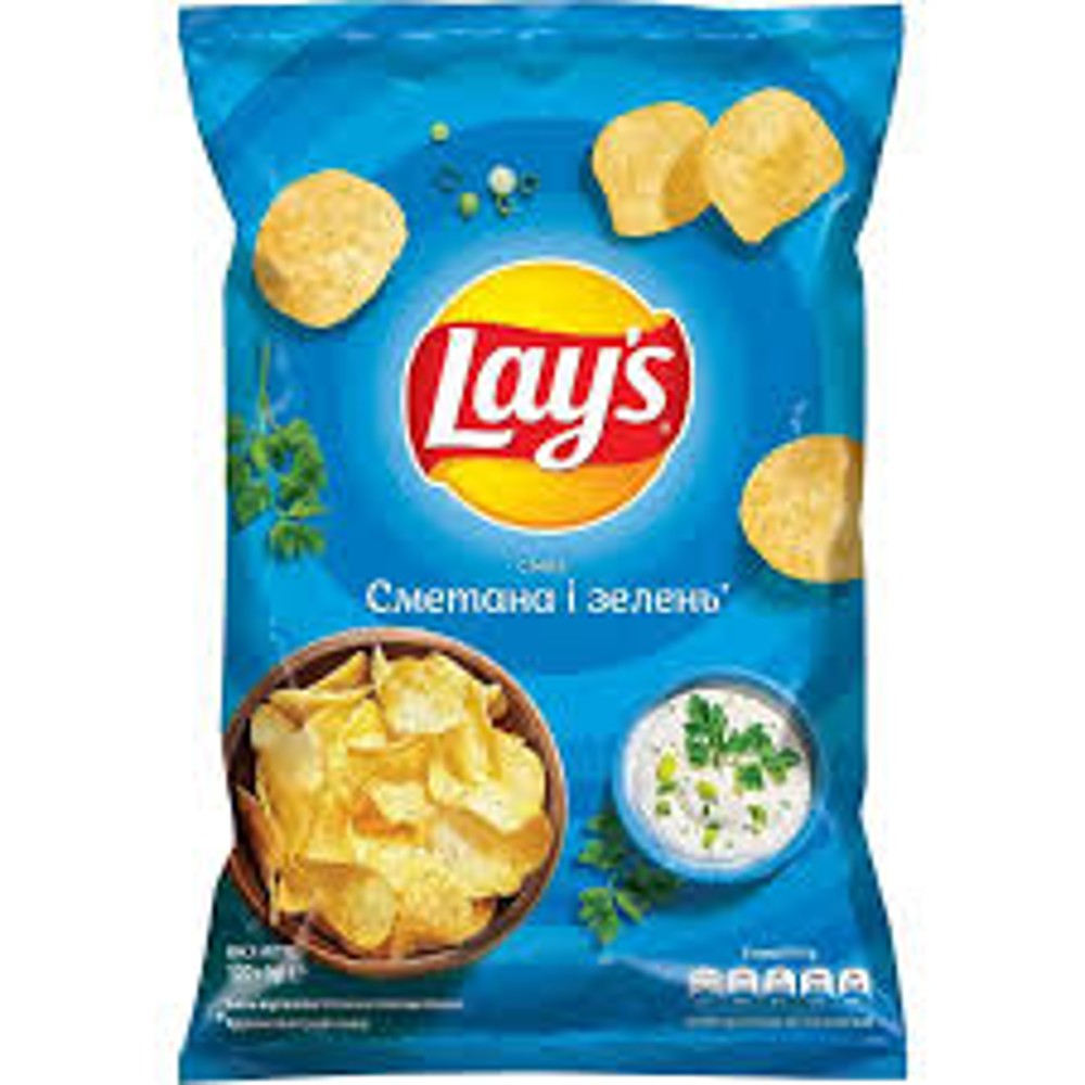 Чіпси Lay's зі смаком сметани та зелені 120 гр.