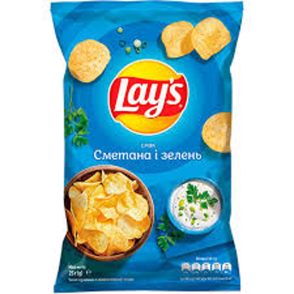 Чіпси Lay's зі смаком сметани та зелені 25 гр.
